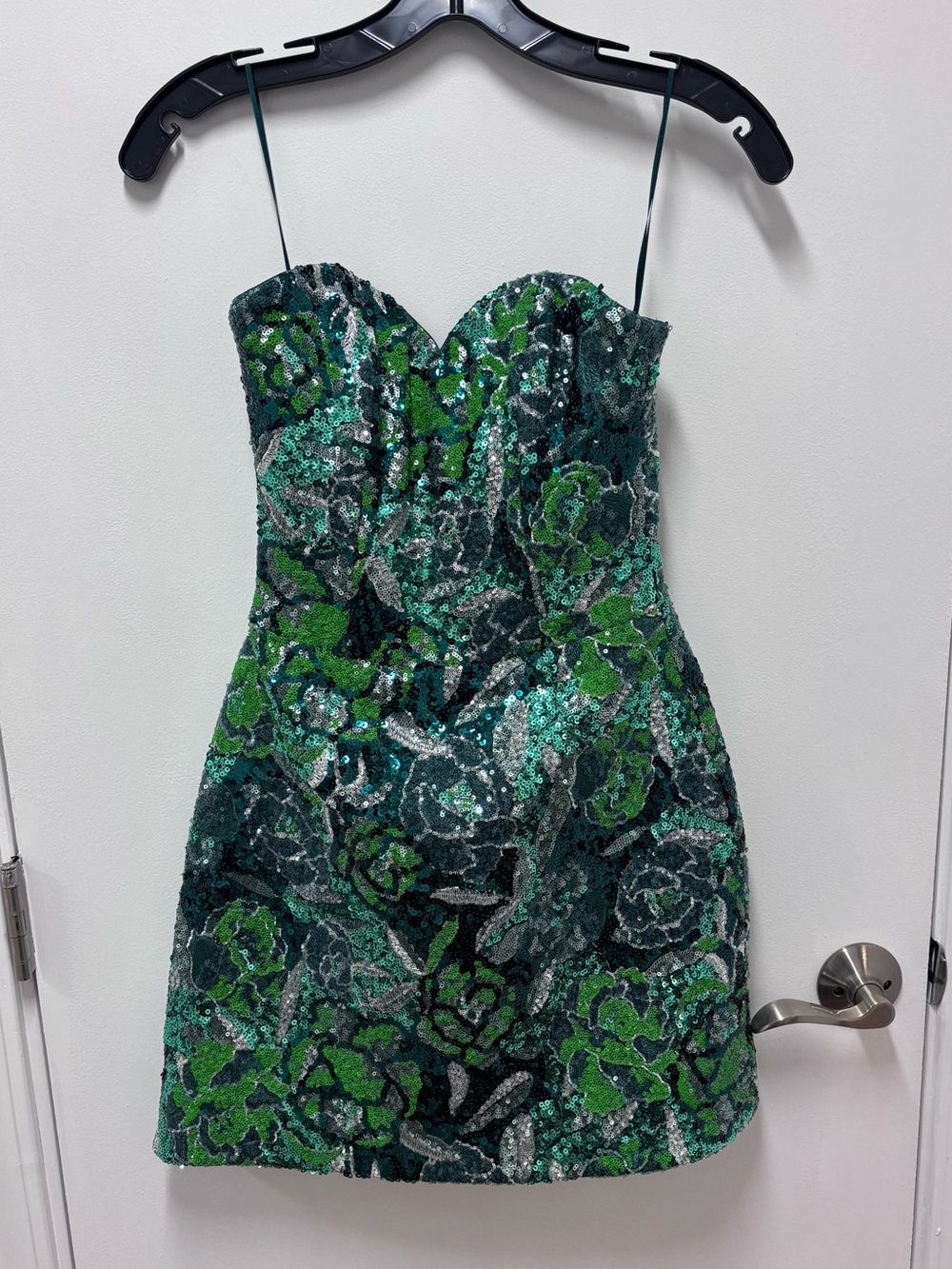 Helsi Strapless Green Sequin Mini Dress